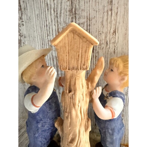 Home Interiors Denim Days 1985 #8888 Boy, Girl, Dog, Birds, Bird House summer - Picture 7 of 16